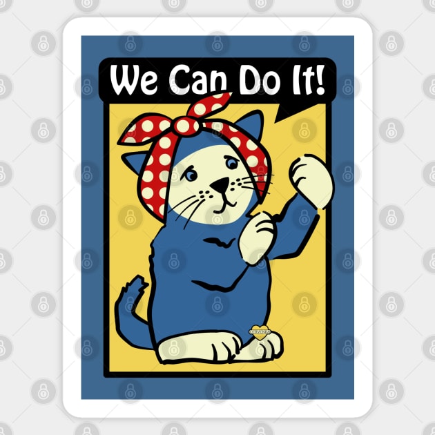 We Can Do It! Rosie Riveter Cat Sticker by Sue Cervenka